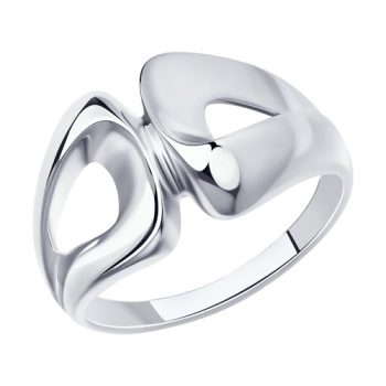 сребърен пръстен, без камък, родиево покритие, sokolov,
