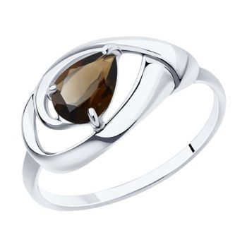 сребърен пръстен, опушен кварц, родиево покритие, sokolov,