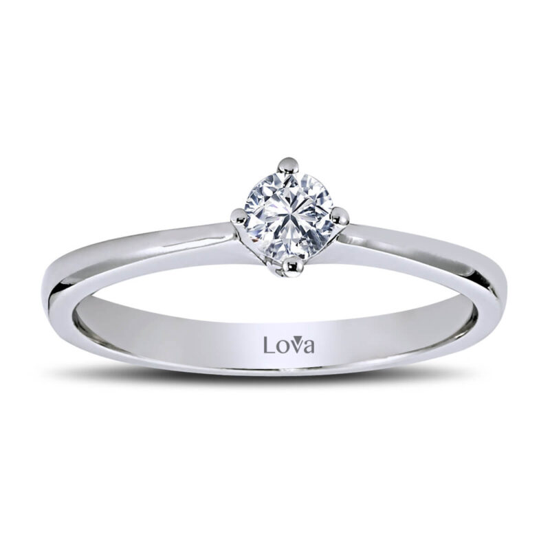 златен пръстен, диамант, бяло злато, колекция LOVA,