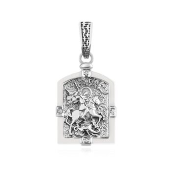 сребърен медальон, оксидирано сребро, Свети Георги, подходящ за мъже