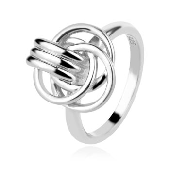 сребърен пръстен, без камък, родиево покритие, абстрактна форма