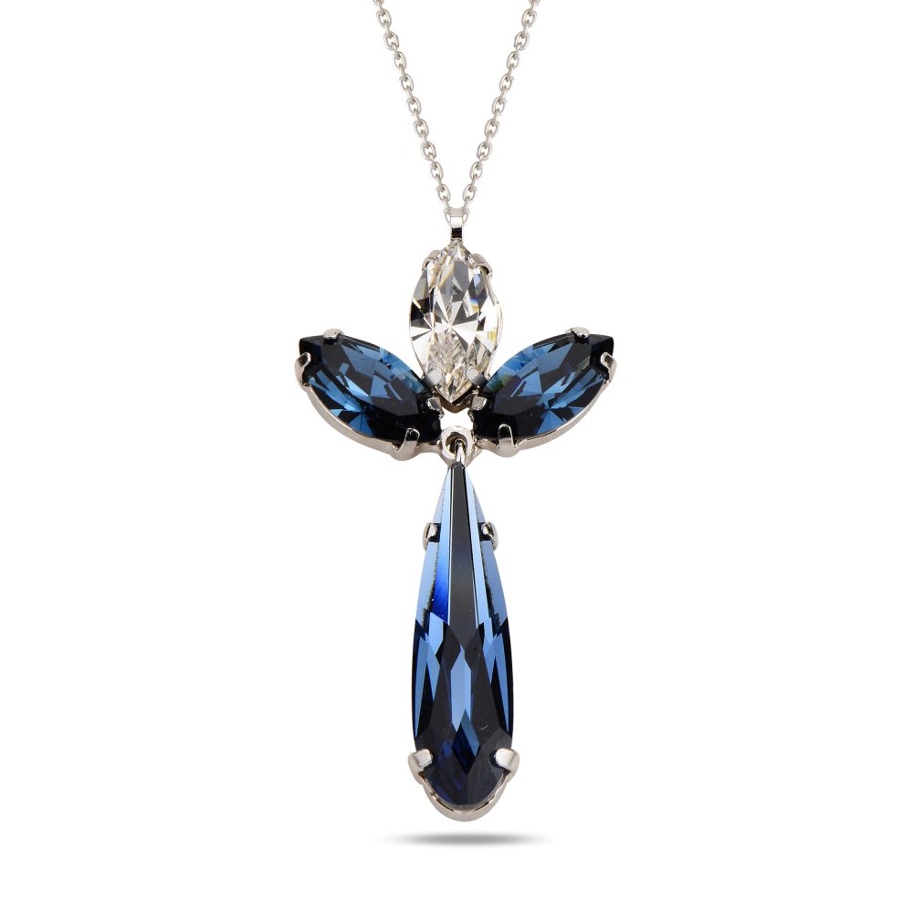 сребърно колие, кристал Swarovski, родиево покритие, SWAROVSKI Maestro,