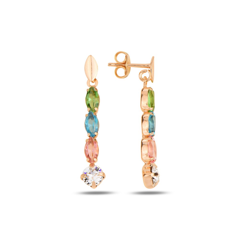 сребърни обеци, висящи обеци, розова позлата, кристали сваровски, SWAROVSKI Maestro,