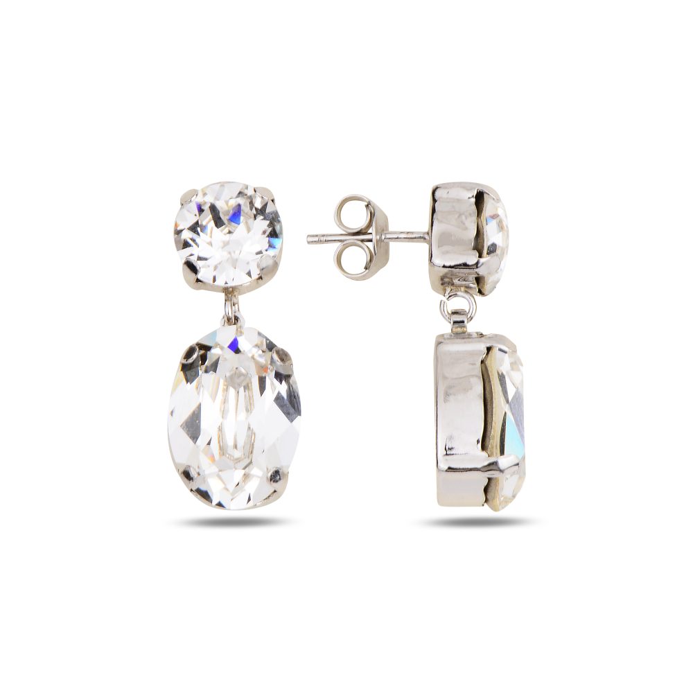 сребърни обеци, родиево покритие, кристали сваровски, SWAROVSKI Maestro, леко висящи