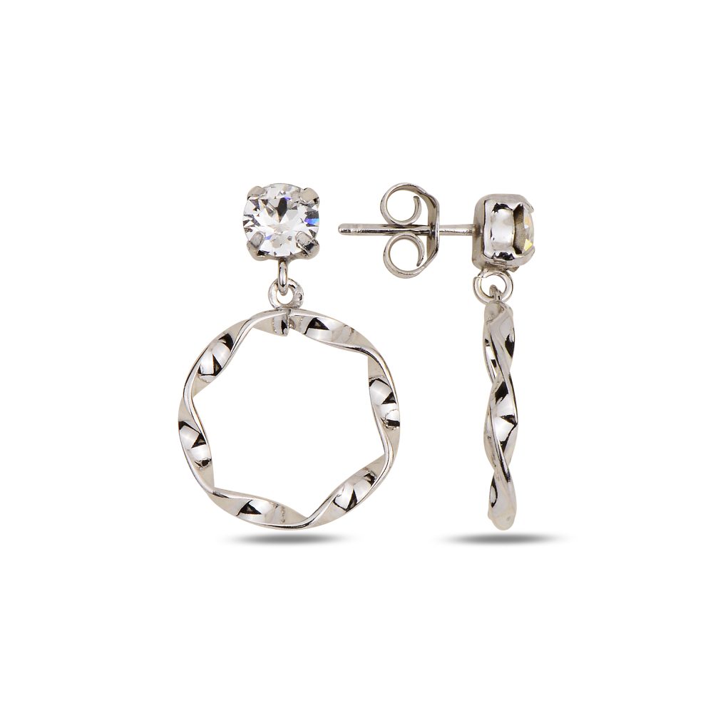 сребърни обеци, леко висящи, родиево покритие, кристали сваровски, SWAROVSKI Maestro,