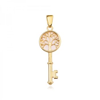 златен медальон, ключ, седеф, дърво на живота