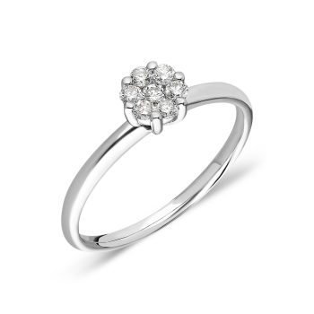 златен пръстен, тип годежен пръстен, бяло злато, диаманти
