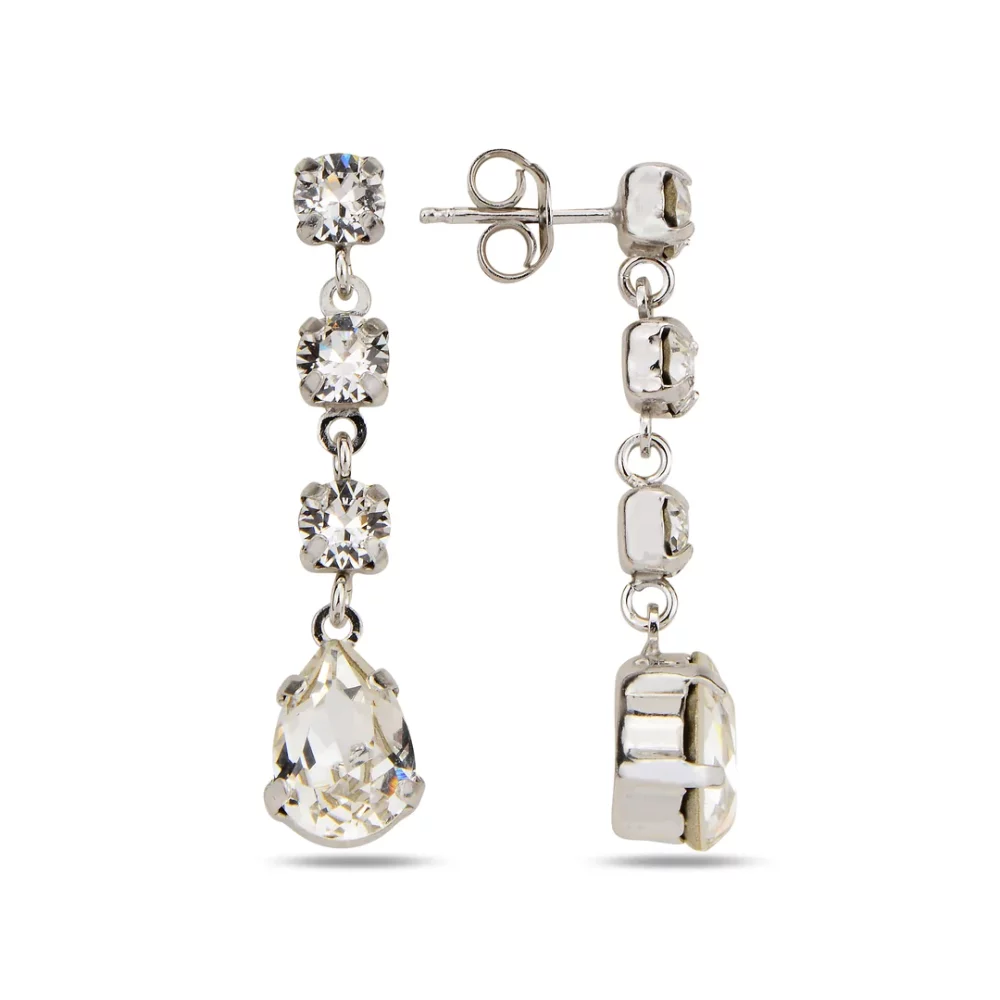 сребърни обеци, кристали Swarovski, родиево покритие, SWAROVSKI Maestro,