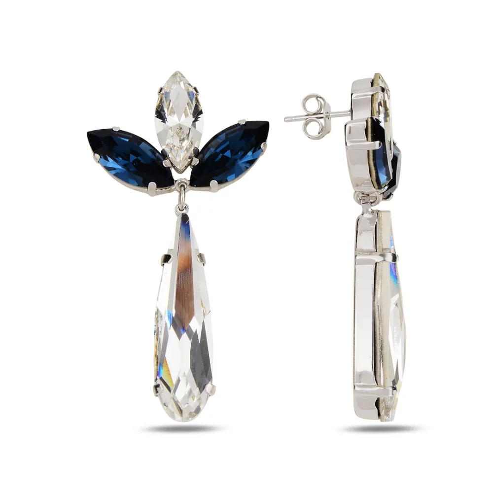 сребърни обеци, кристали Swarovski, родиево покритие, SWAROVSKI Maestro,