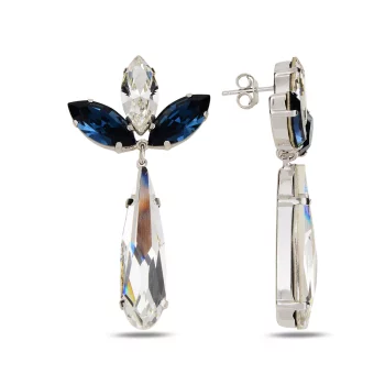 сребърни обеци, кристали Swarovski, родиево покритие, SWAROVSKI Maestro,