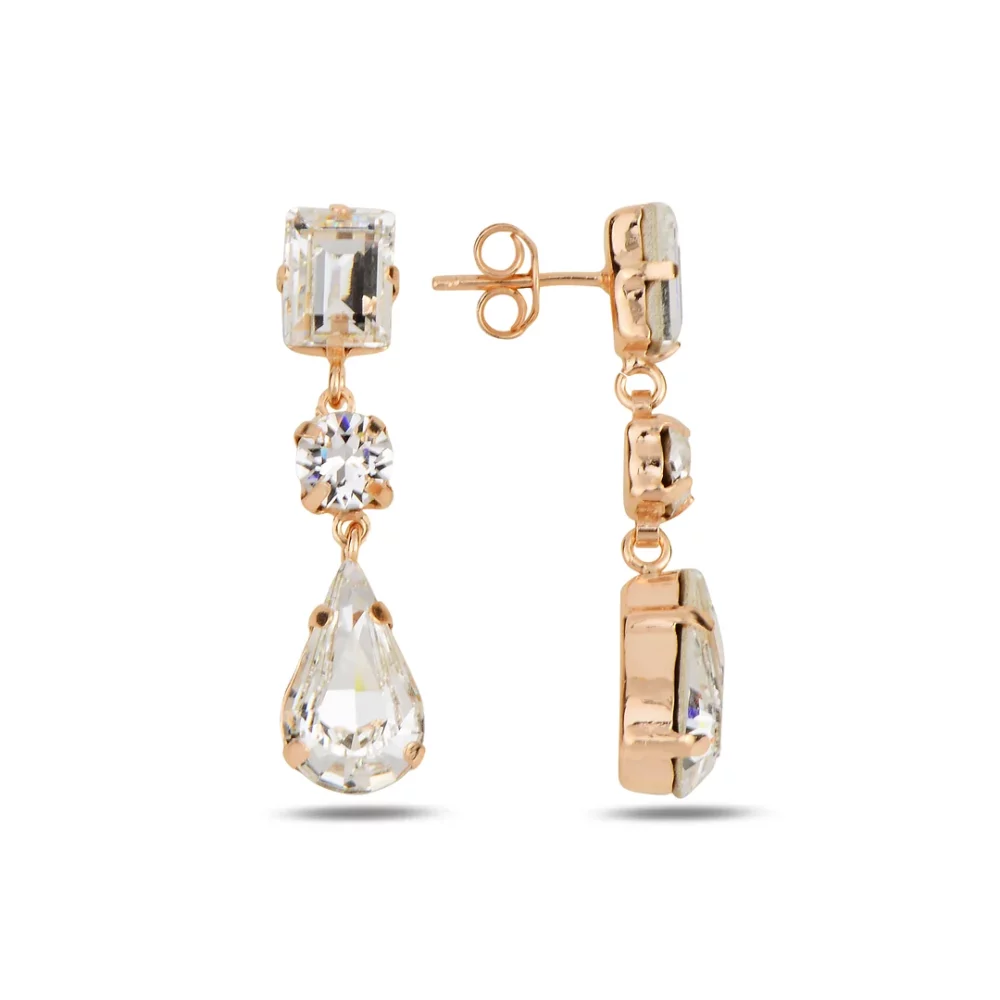 сребърни обеци, кристали Swarovski, розова позлата, SWAROVSKI Maestro,
