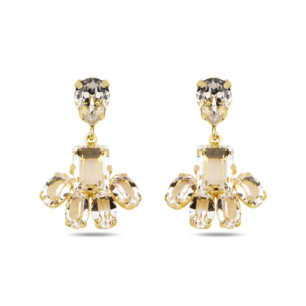 сребърни обеци, кристали Swarovski, жълта позлата, SWAROVSKI Maestro,