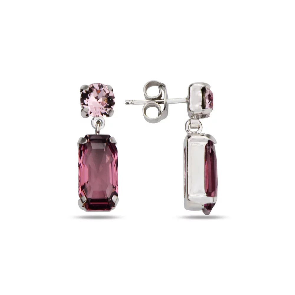 сребърни обеци, кристали Swarovski, родиево покритие, SWAROVSKI Maestro