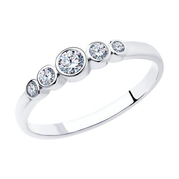 сребърен пръстен, цирконий, родиево покритие, пръстен тип халка, sokolov