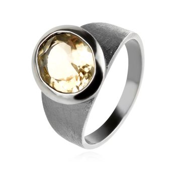 сребърен пръстен, цитрин, оксидирано сребро