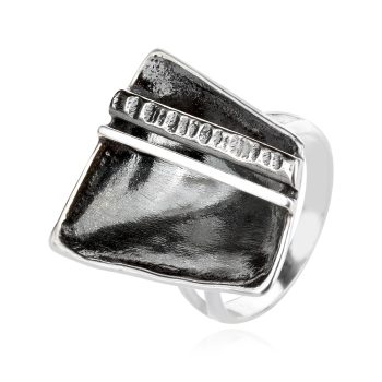 сребърен пръстен, без камък, оксидирано сребро