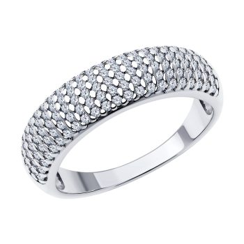 сребърен пръстен, цирконий, родиево покритие, пръстен тип халка, sokolov