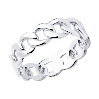 сребърен пръстен, родиево покритие, пръстен тип халка, Sokolov,
