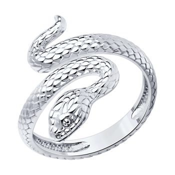 сребърен пръстен, родиево покритие, Sokolov, змия