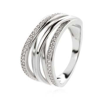 сребърен пръстен, цирконий, родиево покритие