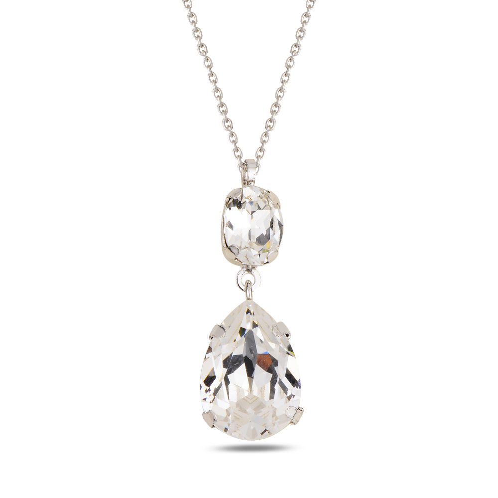 сребърно колие, камъни Swarovski, родиево покритие, Maestro Italy