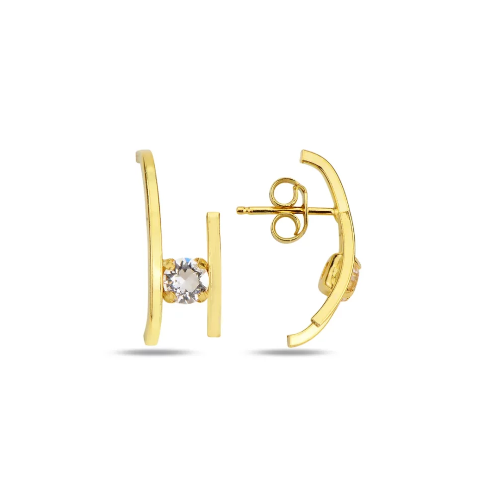 сребърни обеци, камъни Swarovski, жълта позлата, Maestro Italy
